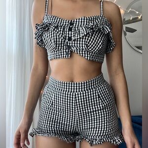 gingham two-piece shorts set